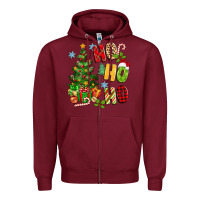 Burgundy ho ho ho christmas Zipper Hoodie - MaliasSmallBusiness