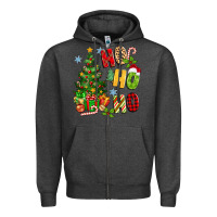 Charcoal Heather ho ho ho christmas Zipper Hoodie - MaliasSmallBusiness