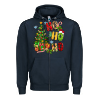 Navy ho ho ho christmas Zipper Hoodie - MaliasSmallBusiness