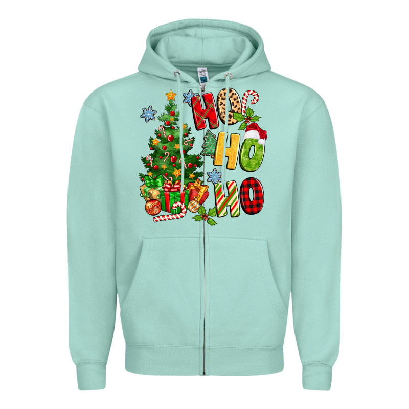 Ho Ho Ho Christmas Zipper Hoodie by MaliasSmallBusiness | Teevron