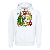 White ho ho ho christmas Zipper Hoodie - MaliasSmallBusiness
