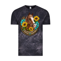 Cloud Black western horseshoe horse sunflowers gemstone Vintage Tee - Artiststas