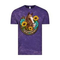Cloud Purple western horseshoe horse sunflowers gemstone Vintage Tee - Artiststas