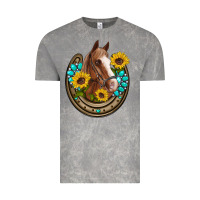 Cloud Rock western horseshoe horse sunflowers gemstone Vintage Tee - Artiststas
