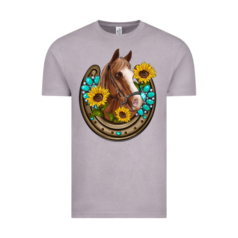 Western Horseshoe Horse Sunflowers Gemstone Vintage Tee by Artiststas | Teevron