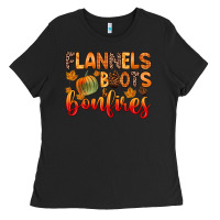 Black flannels boots and bonfires Ladies Tee - Zillion Design Studio