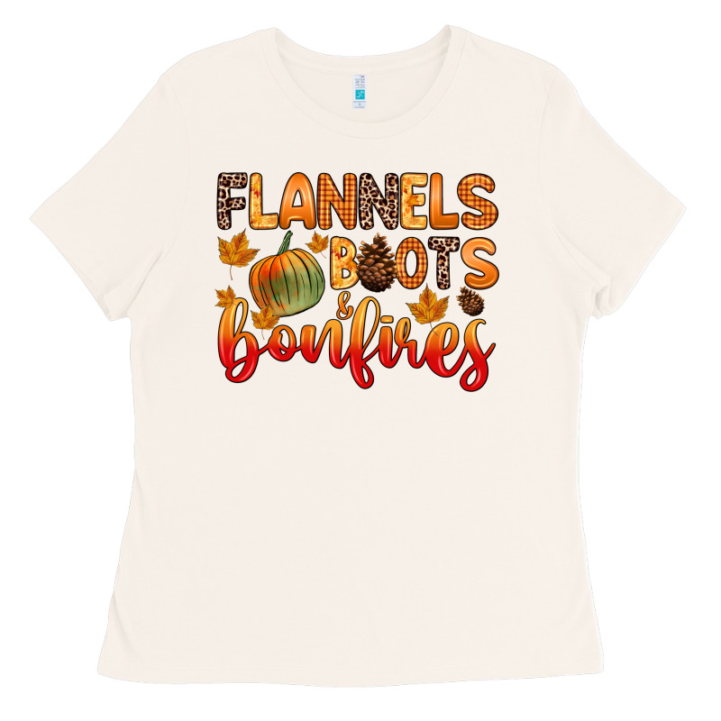 Flannels Boots And Bonfires Ladies Tee by Zillion Design Studio | Teevron
