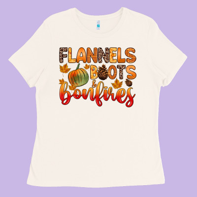 Flannels Boots And Bonfires Ladies Tee Designed By Zillion Design Studio