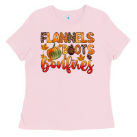 Bubblegum Pink flannels boots and bonfires Ladies Tee - Zillion Design Studio