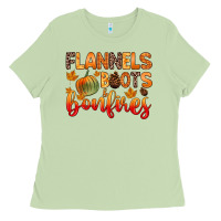 Matcha flannels boots and bonfires Ladies Tee - Zillion Design Studio
