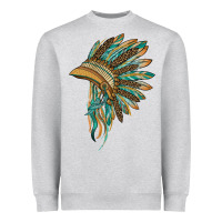 Heather Grey indian leopard headdress blue Heavyweight Sweatshirt - BarkalooDesign