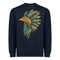 Navy indian leopard headdress blue Heavyweight Sweatshirt - BarkalooDesign