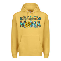 Antique Gold Western Blessed Mama with Leopard and Sunflower Premium Hoodie - texasbilliewilder