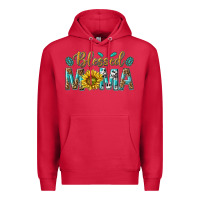 Cardinal Western Blessed Mama with Leopard and Sunflower Premium Hoodie - texasbilliewilder