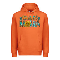 Carrot Western Blessed Mama with Leopard and Sunflower Premium Hoodie - texasbilliewilder