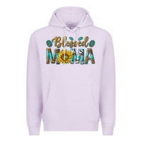 Lilac Western Blessed Mama with Leopard and Sunflower Premium Hoodie - texasbilliewilder