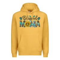 Mustard Western Blessed Mama with Leopard and Sunflower Premium Hoodie - texasbilliewilder