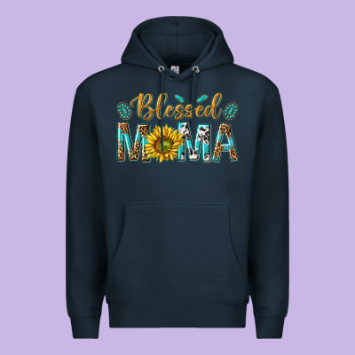 Western Blessed Mama With Leopard And Sunflower Premium Hoodie Designed By Texasbilliewilder
