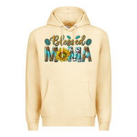 Pina Colada Western Blessed Mama with Leopard and Sunflower Premium Hoodie - texasbilliewilder