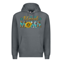 Rock Western Blessed Mama with Leopard and Sunflower Premium Hoodie - texasbilliewilder