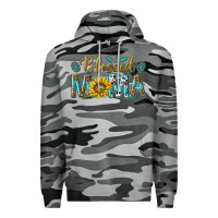 Slate Camo Western Blessed Mama with Leopard and Sunflower Premium Hoodie - texasbilliewilder