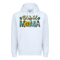 White Western Blessed Mama with Leopard and Sunflower Premium Hoodie - texasbilliewilder