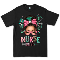 Black afro messy bun nurse life Premium Tee - texasbilliewilder