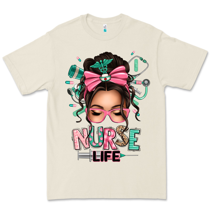 Afro Messy Bun Nurse Life Premium Tee by texasbilliewilder | Teevron