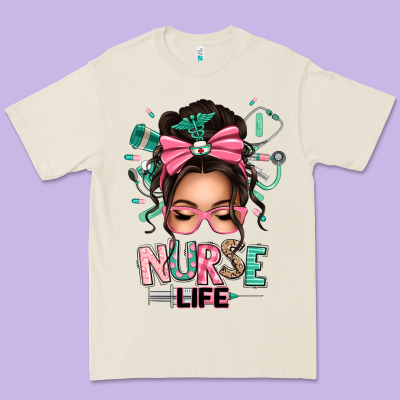 Afro Messy Bun Nurse Life Premium Tee Designed By Texasbilliewilder