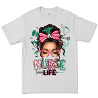 Dove Grey afro messy bun nurse life Premium Tee - texasbilliewilder