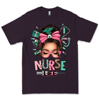 Plum afro messy bun nurse life Premium Tee - texasbilliewilder