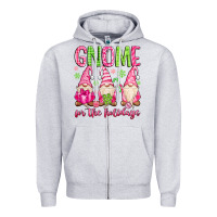 Heather Grey gnome for the holidays Zipper Hoodie - MaliasSmallBusiness