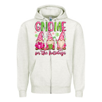 Oatmeal Heather gnome for the holidays Zipper Hoodie - MaliasSmallBusiness