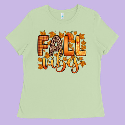 Fall Vibes Ladies Tee Designed By Zillion Design Studio