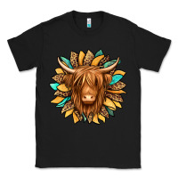 Black highland cow turquoise sunflower Classic Tee - Jasminsmagicworld