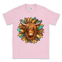 Bubblegum Pink highland cow turquoise sunflower Classic Tee - Jasminsmagicworld