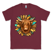 Burgundy highland cow turquoise sunflower Classic Tee - Jasminsmagicworld