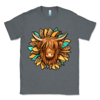 Charcoal Heather highland cow turquoise sunflower Classic Tee - Jasminsmagicworld