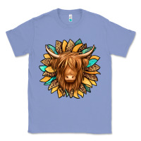 Colony Blue highland cow turquoise sunflower Classic Tee - Jasminsmagicworld