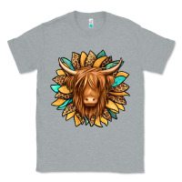 Heather Grey highland cow turquoise sunflower Classic Tee - Jasminsmagicworld