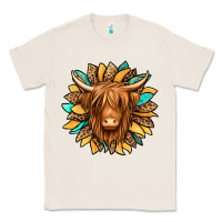 Natural highland cow turquoise sunflower Classic Tee - Jasminsmagicworld