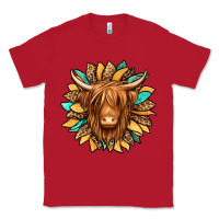 Red highland cow turquoise sunflower Classic Tee - Jasminsmagicworld