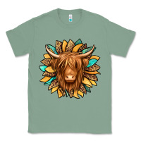Highland Cow Turquoise Sunflower Classic Tee | Teevron