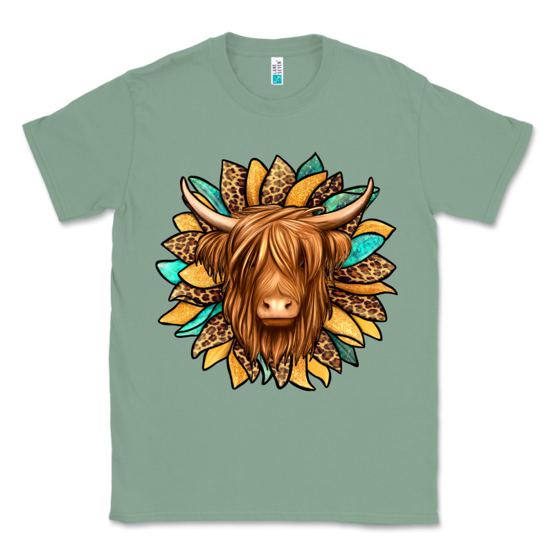 Highland Cow Turquoise Sunflower Classic Tee by Jasminsmagicworld | Teevron