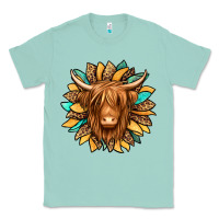 Seafoam highland cow turquoise sunflower Classic Tee - Jasminsmagicworld
