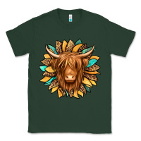 Sports Green highland cow turquoise sunflower Classic Tee - Jasminsmagicworld