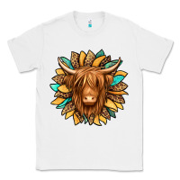 White highland cow turquoise sunflower Classic Tee - Jasminsmagicworld
