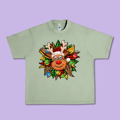 Christmas Reindeer Sunflower Urban Heavy Tee Designed By Jasminsmagicworld