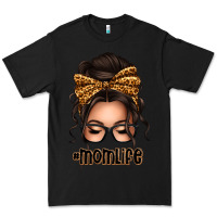 Black caucasian leopard messy bun mom life Premium Tee - texasbilliewilder