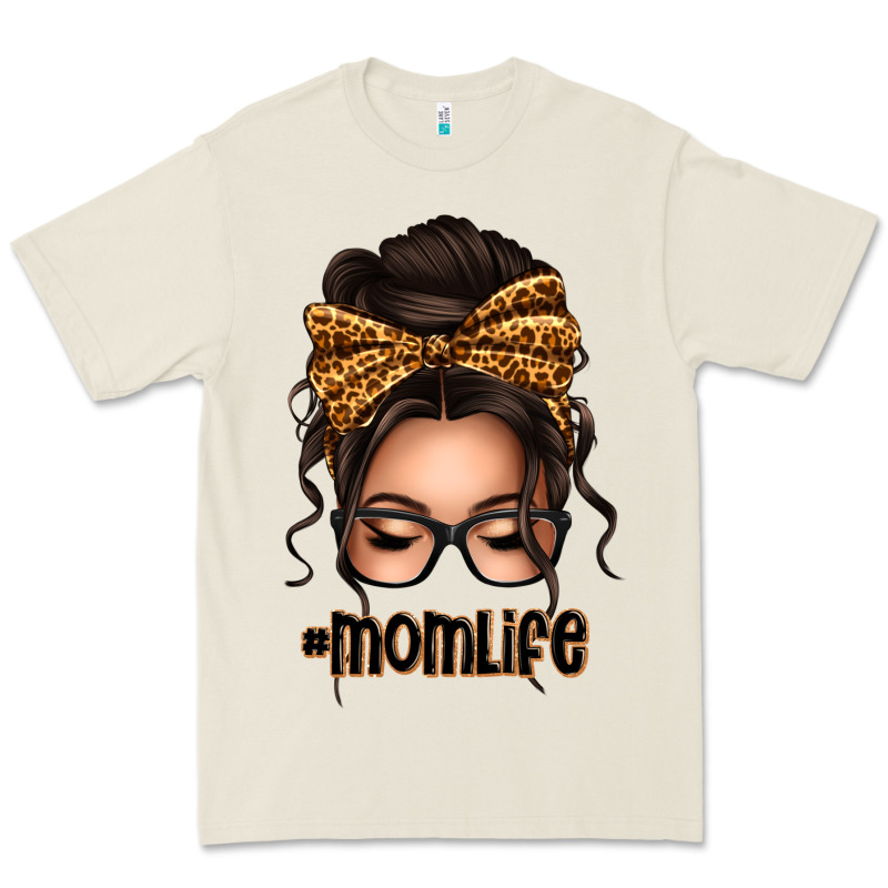 Caucasian Leopard Messy Bun Mom Life Premium Tee by texasbilliewilder | Teevron